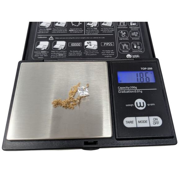 14K Yellow Gold Diamond-Cut Chain Necklace w/ Princess Cut CZ Pendant 19”, 1.86g - Picture 4 of 7